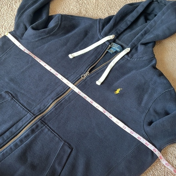 Polo Ralph Lauren Dark Navy Blue Yellow Pony Logo Zip Up Mid-weight Hoodie - Picture 6 of 7